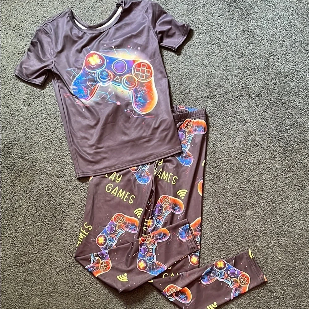 SHEIN Kids Pajamas with Game Controller Design, boys size 11 year